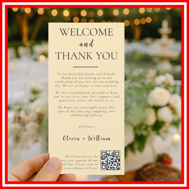 Tarjeta de bienvenida y agradecimiento de boda con (Subido por el creador)
