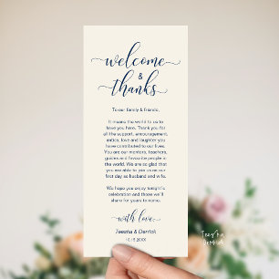 Tarjeta de bienvenida y agradecimiento para cena d