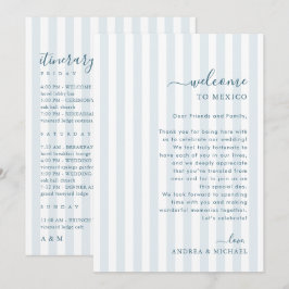 Tarjeta de bienvenida y itinerario de boda con ray