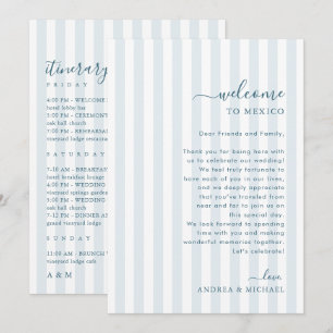 Tarjeta de bienvenida y itinerario de boda con ray