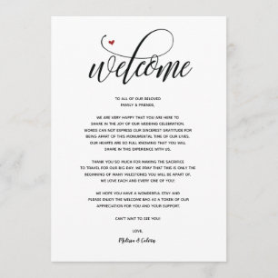 Tarjeta de bienvenida y itinerario de boda moderna