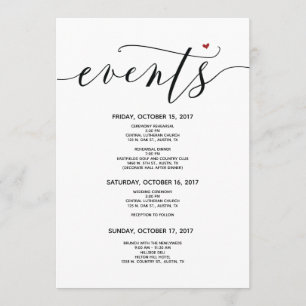 Tarjeta de bienvenida y itinerario de boda moderna