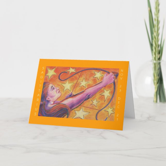 Tarjeta de bienvenida Zodiac Sagittarius 'Happy Bi (Anverso)