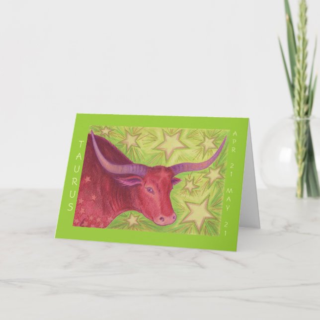 Tarjeta de bienvenida Zodiac Taurus 'Happy Birthda (Anverso)