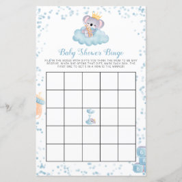 Tarjeta de bingo Baby Shower azul para niño con pr