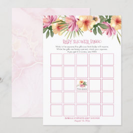 Tarjeta de bingo Baby Shower Blooms floral Tropica