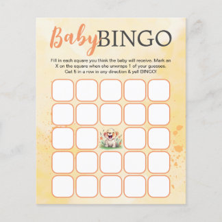 Tarjeta de Bingo Baby Shower con temas de León