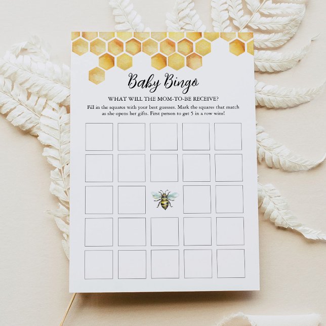 Tarjeta de Bingo Baby Shower de Abeja de miel de C (Subido por el creador)