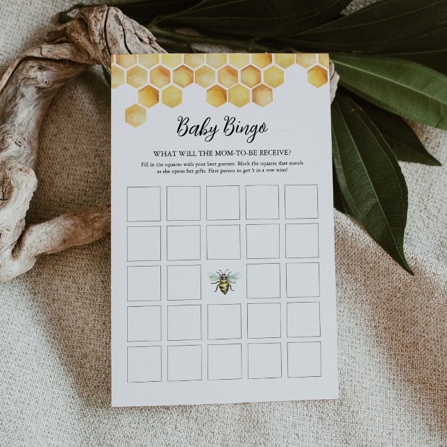 Tarjeta de Bingo Baby Shower de Abeja de miel de C (Subido por el creador)