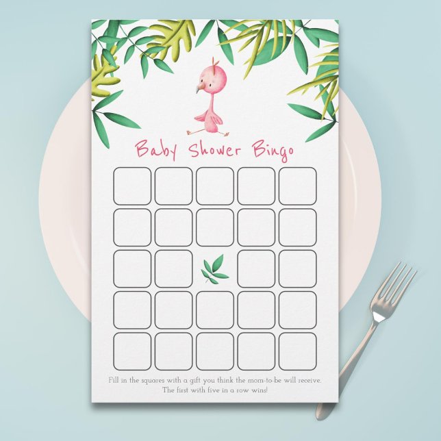 Tarjeta de bingo Baby Shower de color rosa trópico (Subido por el creador)