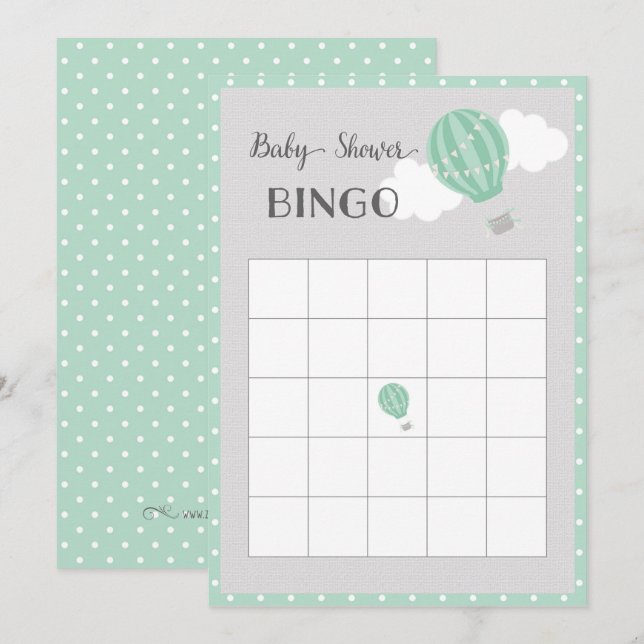 Tarjeta de bingo Baby Shower de globo de aire cali (Anverso / Reverso)