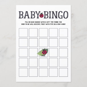 Tarjeta de Bingo Baby Shower de Ladybug