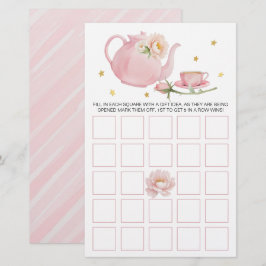 Tarjeta de bingo Baby Shower de Teapot Fiesta