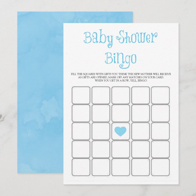 Tarjeta de bingo Baby Shower de tipografía Minimal (Anverso / Reverso)