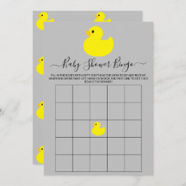 Tarjeta de bingo Baby Shower del pato de goma amar