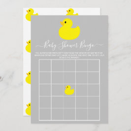 Tarjeta de bingo Baby Shower del pato de goma amar