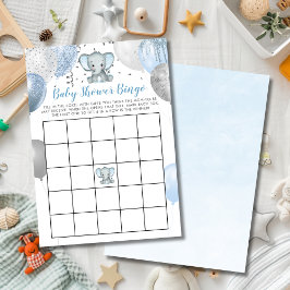 Tarjeta de Bingo Baby Shower Elephant Watercolor B