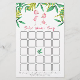 Tarjeta de bingo Baby Shower Flamingo Rosa Twins