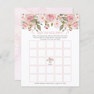 Tarjeta de bingo Baby Shower Floral Rosa