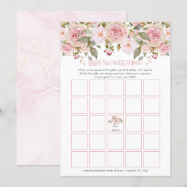 Tarjeta de bingo Baby Shower Floral Rosa