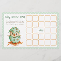 Tarjeta de bingo Baby Shower Neutral verde para la