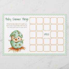 Tarjeta de bingo Baby Shower Neutral verde para la
