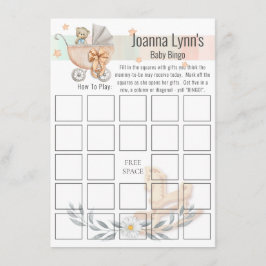 Tarjeta de bingo Baby Shower | Oso y caballo de ro