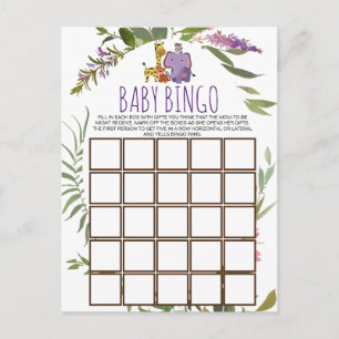 Tarjeta de bingo Baby Shower para animales de Safa