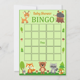 Tarjeta de bingo Baby Shower para animales del bos
