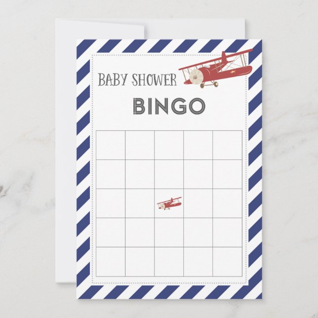 Tarjeta de bingo Baby Shower para avión (Anverso)