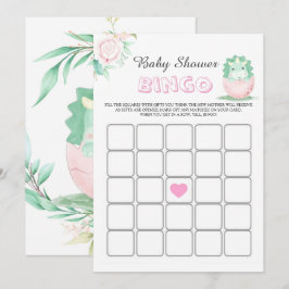 Tarjeta de Bingo Baby Shower Peony de Dinosaurio R