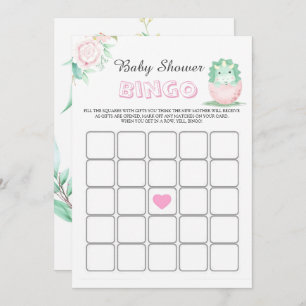 Tarjeta de Bingo Baby Shower Peony de Dinosaurio R
