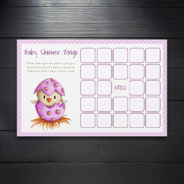 Tarjeta de Bingo Baby Shower Rosa para el Hatching