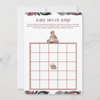 Tarjeta de bingo Baby Shower - Tema del pato lindo
