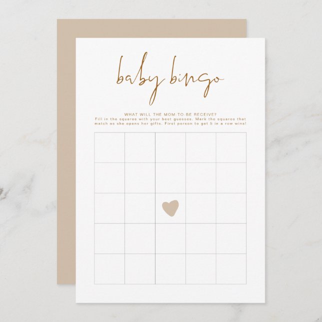 Tarjeta de bingo Baby Shower Tonada por la Tierra  (Anverso / Reverso)