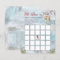 Tarjeta de bingo Baby Shower Woodland Animals Wint