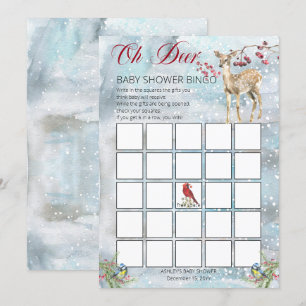 Tarjeta de bingo Baby Shower Woodland Animals Wint