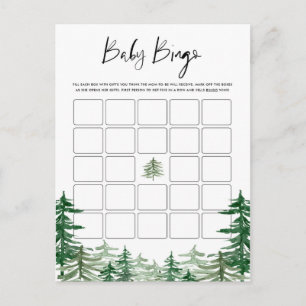 Tarjeta de bingo Baby Shower Woodland Forest Water