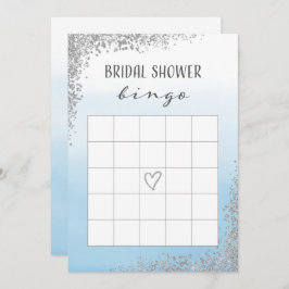 Tarjeta de bingo Blue and Silver Bridal Shower