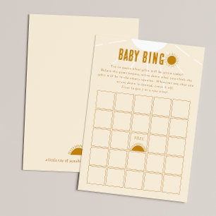 Tarjeta de bingo Boho Sunshine Baby Shower minimal