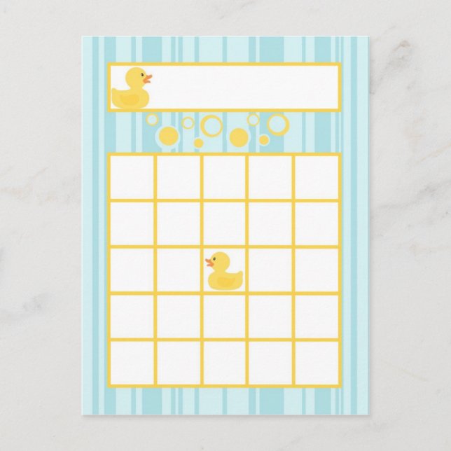 Tarjeta de bingo con burbujas de caucho ducky (Anverso)