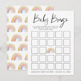 Tarjeta de Bingo de Baby Shower Colorida de Acuare
