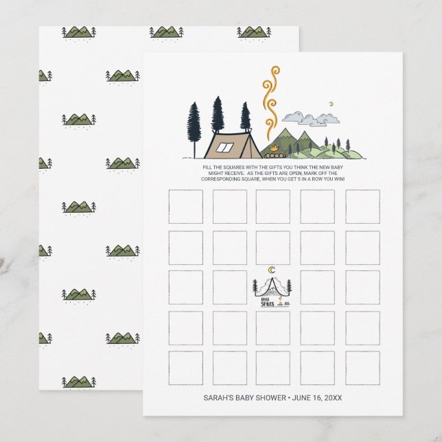 Tarjeta de bingo de Baby Shower | Comienzos de ave (Anverso / Reverso)
