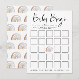 Tarjeta de bingo de baby shower de acuarela arcoír