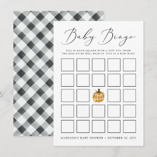 Tarjeta de Bingo de Baby Shower de Calabaza a Cuad