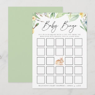 Tarjeta de Bingo de Baby Shower de Conejito de Acu