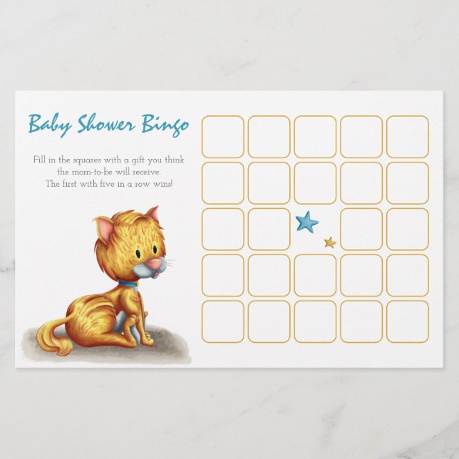 Tarjeta de bingo de Baby Shower de Naranja azul cú (Anverso)