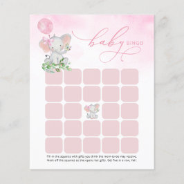 Tarjeta de bingo de Baby Shower para elefante lind