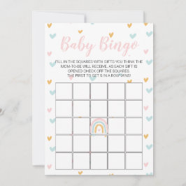 Tarjeta de bingo de Baby Shower Pastel Rainbow and