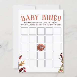 Tarjeta de bingo de Baby Shower Rustic Otoño